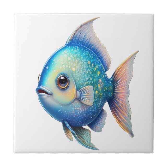 Azulejo De Cerâmica Peixe Espelho Verde (Frente)