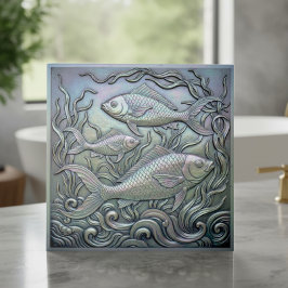 Azulejo De Cerâmica Peixe Iridescente Metálico ID1223