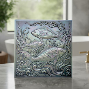 Azulejo De Cerâmica Peixe Iridescente Metálico ID1223