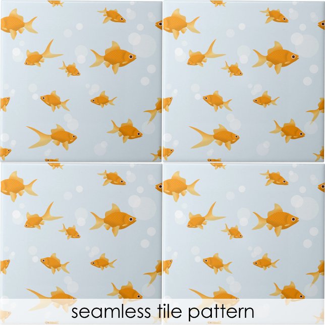 Azulejo De Cerâmica Peixe-Justo Nadando na Água (Cute Goldfish Swimming in Water Ceramic Tile)