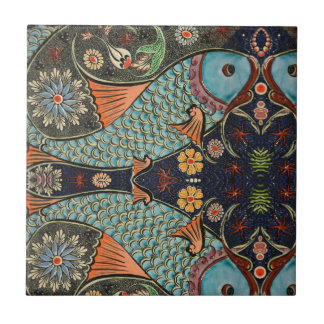 Azulejo De Cerâmica Peixe Mosaico Azul Turquesa / Padrão Moderno Único