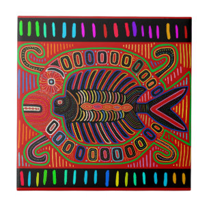 Azulejo De Cerâmica Peixe Voador Mola Índio Cuna