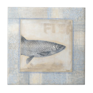 Azulejo De Cerâmica Peixes Cinzas em segundo plano