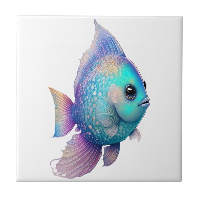 Azulejo De Cerâmica Peixes de cores cristalinas (Frente)
