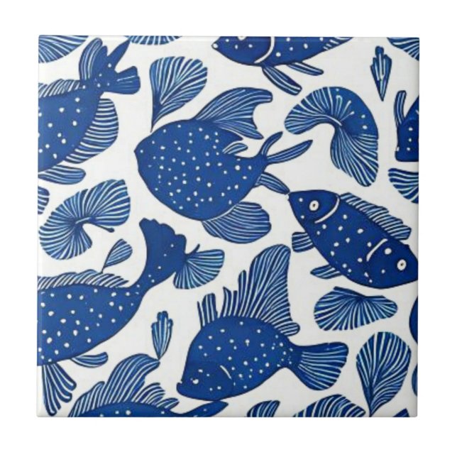 Azulejo De Cerâmica Peixes do oceano (Frente)