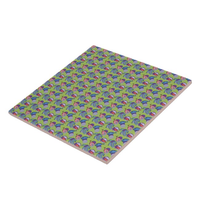 Azulejo De Cerâmica Peixes e enguias fofos (Lateral)