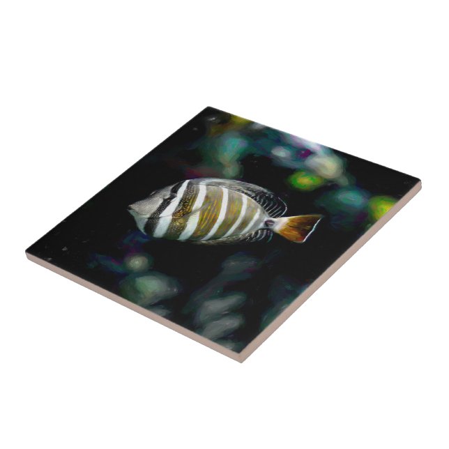 Azulejo De Cerâmica Peixes Tropicais Submarinos Design Aquáticos (Lateral)