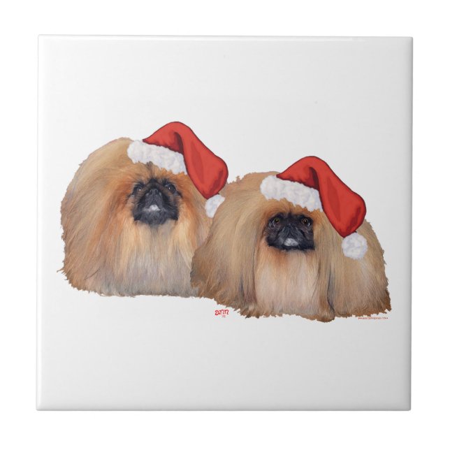Azulejo De Cerâmica Pekingese Christmas (Frente)