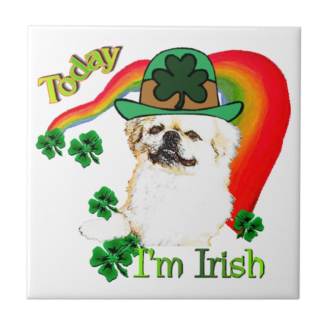 Azulejo De Cerâmica Pekingnese St Patricks (Frente)