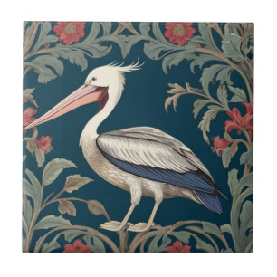 Azulejo De Cerâmica Pelican William Morris estilo Left Sea Marine Pird