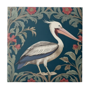 Azulejo De Cerâmica Pelican William Morris, estilo Mar direito, pássar