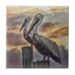 Azulejo De Cerâmica Pelicanos Ao Sol