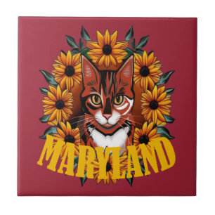 Azulejo De Cerâmica Pelo Amor Do Gato Malhado De Maryland