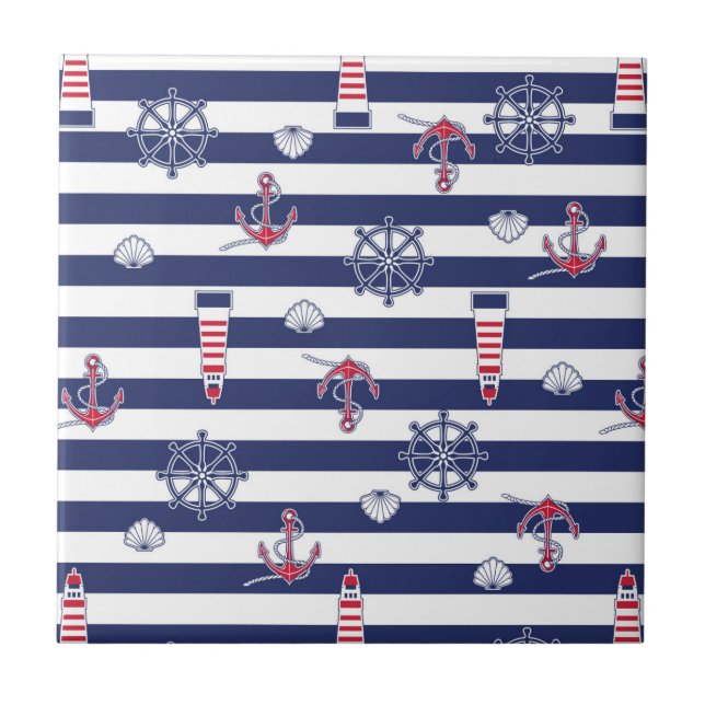 Azulejo De Cerâmica Pelo teste padrão do mar (Frente)