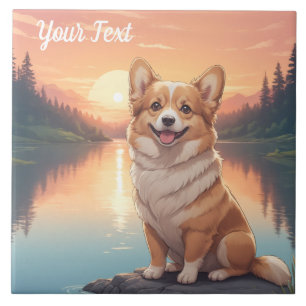 Azulejo De Cerâmica Pembroke galês Corgi pelo lago