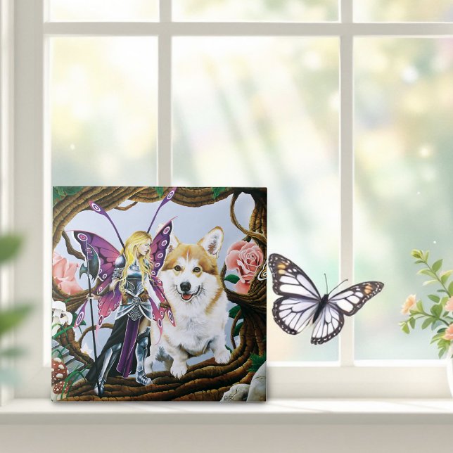 Azulejo De Cerâmica Pembroke Welsh Corgi Fairy Fantasy (Criador carregado)