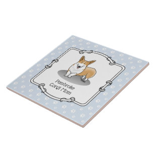 Azulejo De Cerâmica Pembroke Welsh Corgi Mãe (vermelha 1) Cachorro Mãe