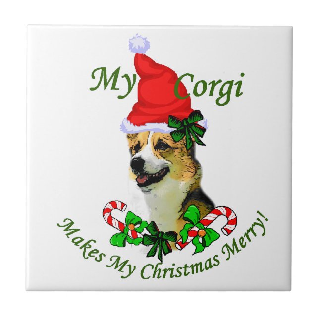 Azulejo De Cerâmica Pembroke Welsh Corgi Natal (Frente)