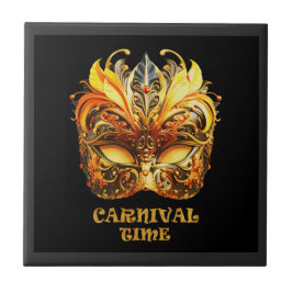 Azulejo De Cerâmica Penas do Ouro Elegante - Máscara veneziana