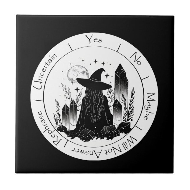 Azulejo De Cerâmica Pendulum da Bruxa Negra e Branca (Frente)
