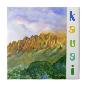 Azulejo De Cerâmica Penhascos Kauai Havaí do nascer do sol