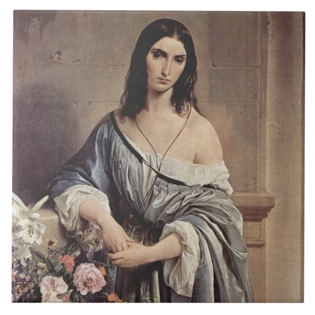 Azulejo De Cerâmica Pensamentos melancólicos (por Francesco Hayez) (Frente)