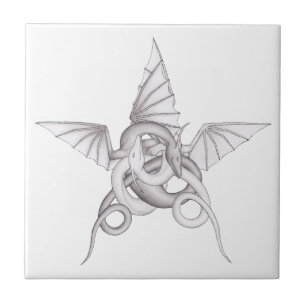 Azulejo De Cerâmica Pentagram do dragão