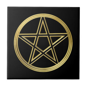Azulejo De Cerâmica Pentagram dourado