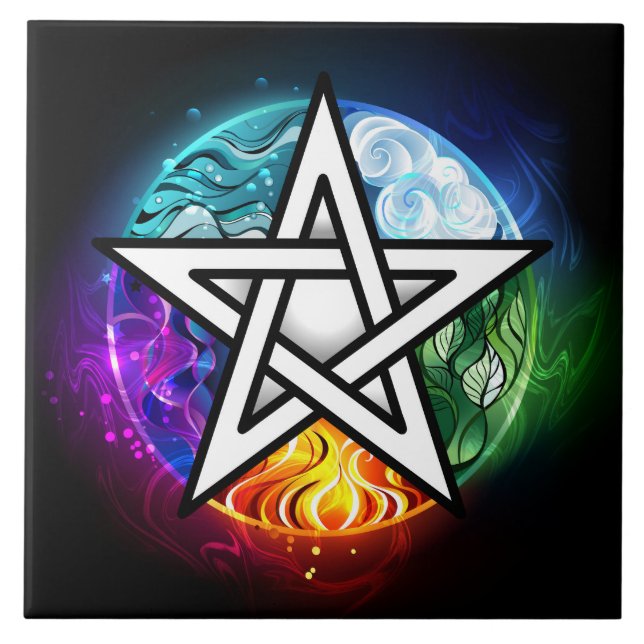Azulejo De Cerâmica Pentagrama do Wiccan (Frente)