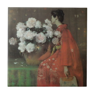 Azulejo De Cerâmica Peonias por William Merritt Chase, Arte Fino Vinta