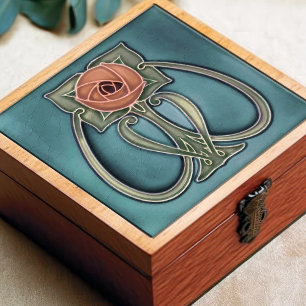 Azulejo De Cerâmica Peony Blue Decor Art Nouveau Art Deco