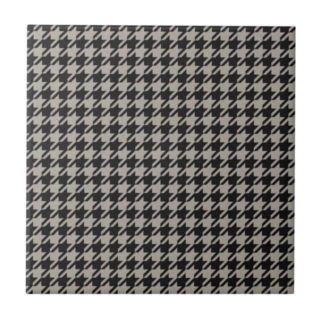 Azulejo De Cerâmica Pepita Clássica Houndstooth, Cinza Negra (Frente)