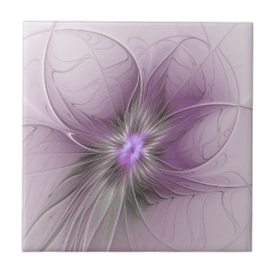 Azulejo De Cerâmica Pequena Beleza Moderno Cinza Mauve Arte Fractal Fl