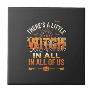 Azulejo De Cerâmica Pequena Bruxa Tipografia de Halloween Witch Typogr