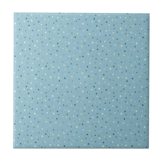 Azulejo De Cerâmica Pequenas bolinhas em azul claro. (Frente)