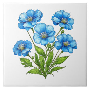 Azulejo De Cerâmica Pequenas Flores Azuis