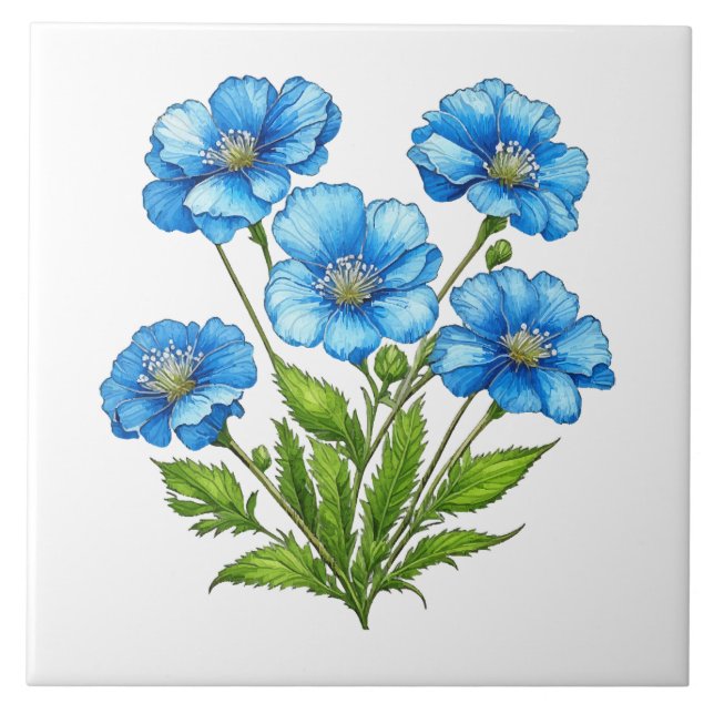 Azulejo De Cerâmica Pequenas Flores Azuis (Frente)