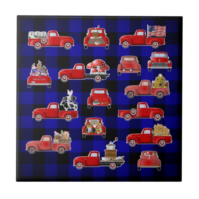 Azulejo De Cerâmica Pequeno Caminhão Vermelho (Frente)