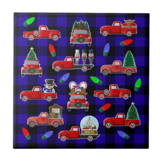 Azulejo De Cerâmica Pequeno Caminhão Vermelho Natal