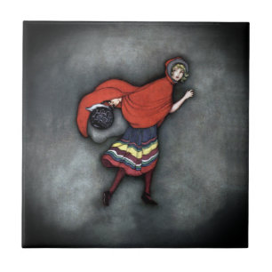 Azulejo De Cerâmica Pequeno Chapéu Vermelho ~Contorno Fada~Jennie Harb