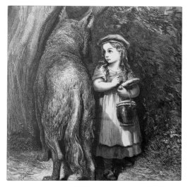 Azulejo De Cerâmica Pequeno Chapéu Vermelho Encontra o Grande Lobo Mau