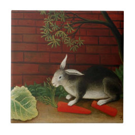 Azulejo De Cerâmica Pequeno Coelho Cute (Animal Pet) (Henri Rousseau)