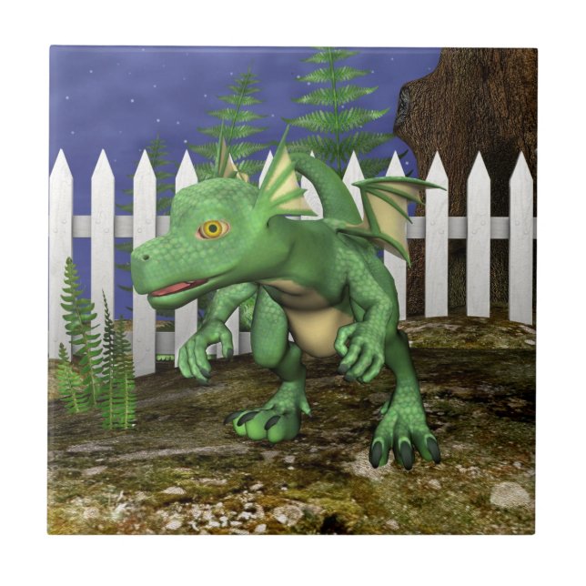 Azulejo De Cerâmica Pequeno Dragão (Frente)