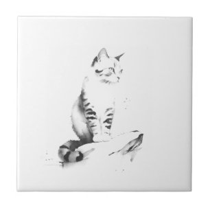 Azulejo de Cerâmica Pequeno - Gato, Estilo de Lava