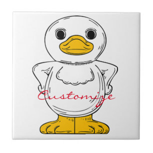 Azulejo De Cerâmica Pequeno Pato Branco em Pé Real Thunder_Cove