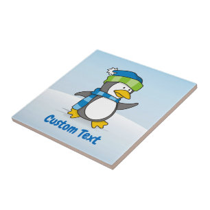 Azulejo De Cerâmica Pequeno pinguim andando na neve