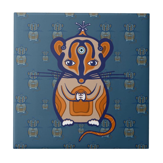 Azulejo De Cerâmica Pequeno Rato Marrom (Frente)