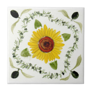 Azulejo de cerâmica pequeno tema Sicília “Girasol”