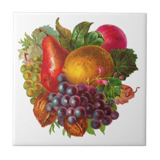 Azulejo De Cerâmica Pera, uva, limão, Apple, e nozes do vintage