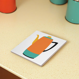 Azulejo De Cerâmica Percolador de Café Laranja